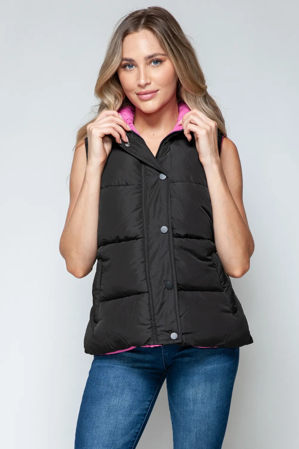Posh Black and Pink Hooded Vest