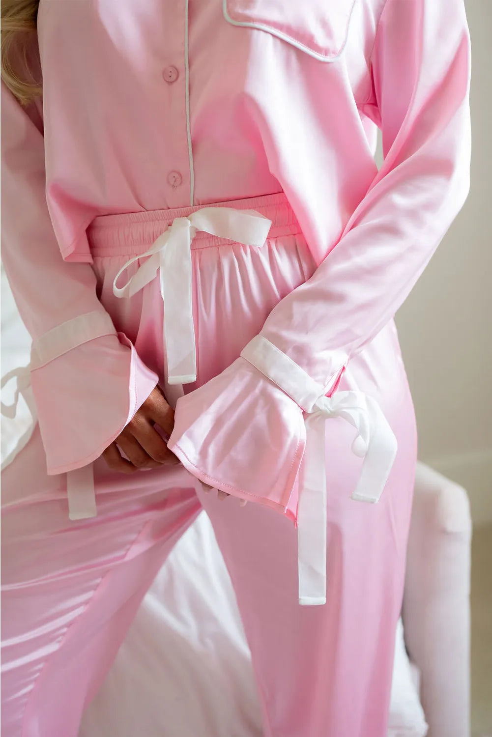 Posh Pink Collared Long Sleeve Pajama Set