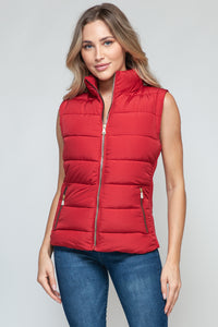 Love Red Zip Up Vest with Pockets
