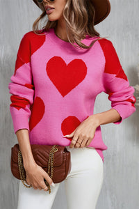 Posh Contrast Heart Sweater