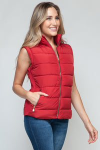 Love Red Zip Up Vest with Pockets