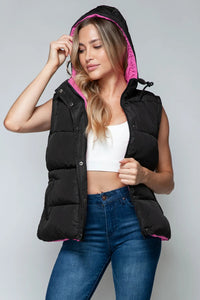 Posh Black and Pink Hooded Vest