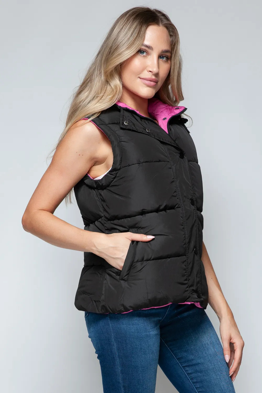 Posh Black and Pink Hooded Vest