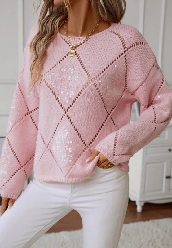 Triangle Round Neck Knit Top
