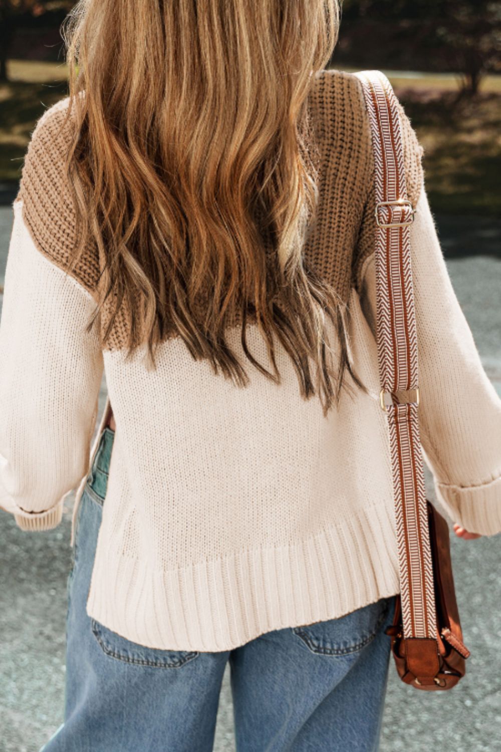 Posh Split Color Turtleneck Sweater