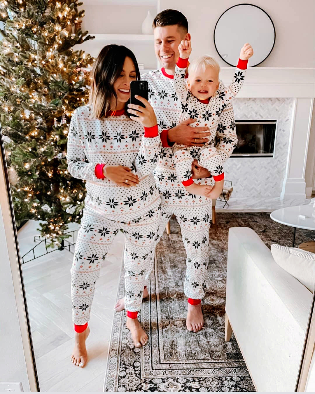 Black and White Matching Family Pajamas