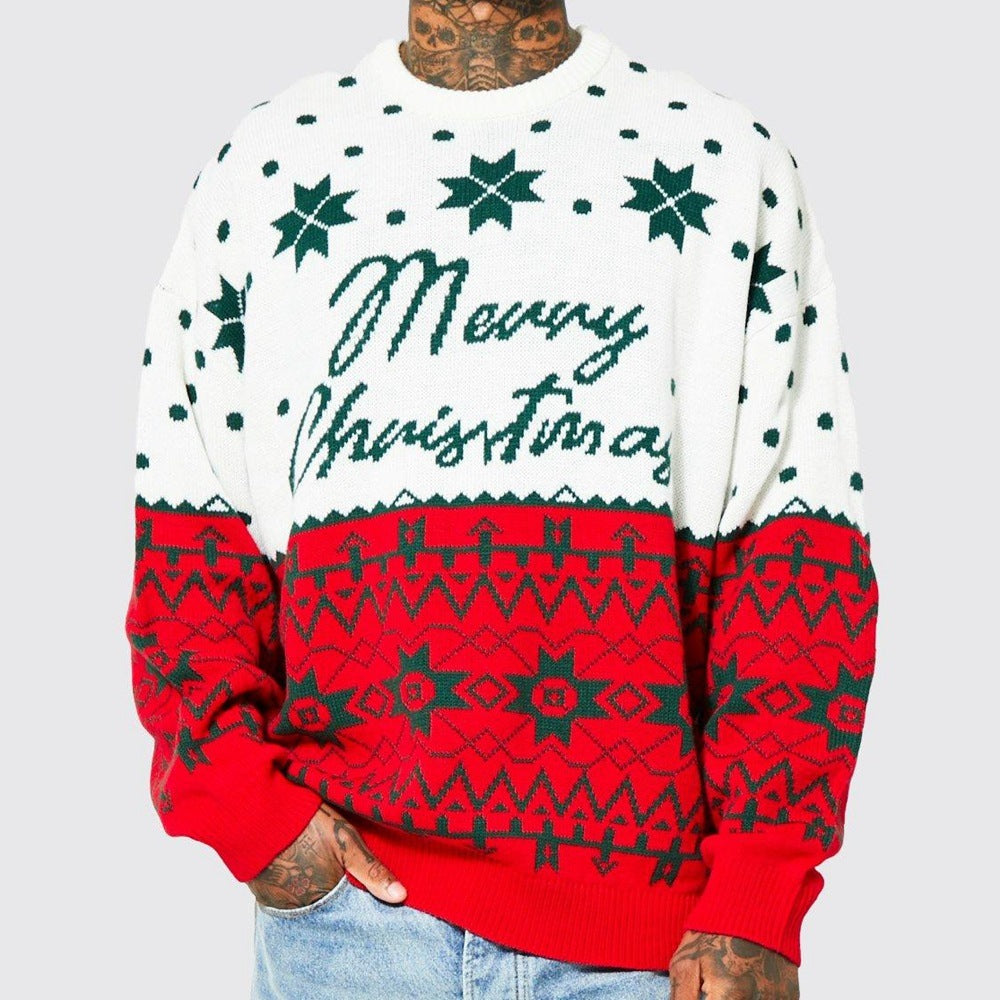 Posh Men's Knitted Loose Merry Christmas Sweater