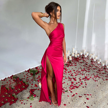 Sexy One-Shoulder Elegant Slit Dress