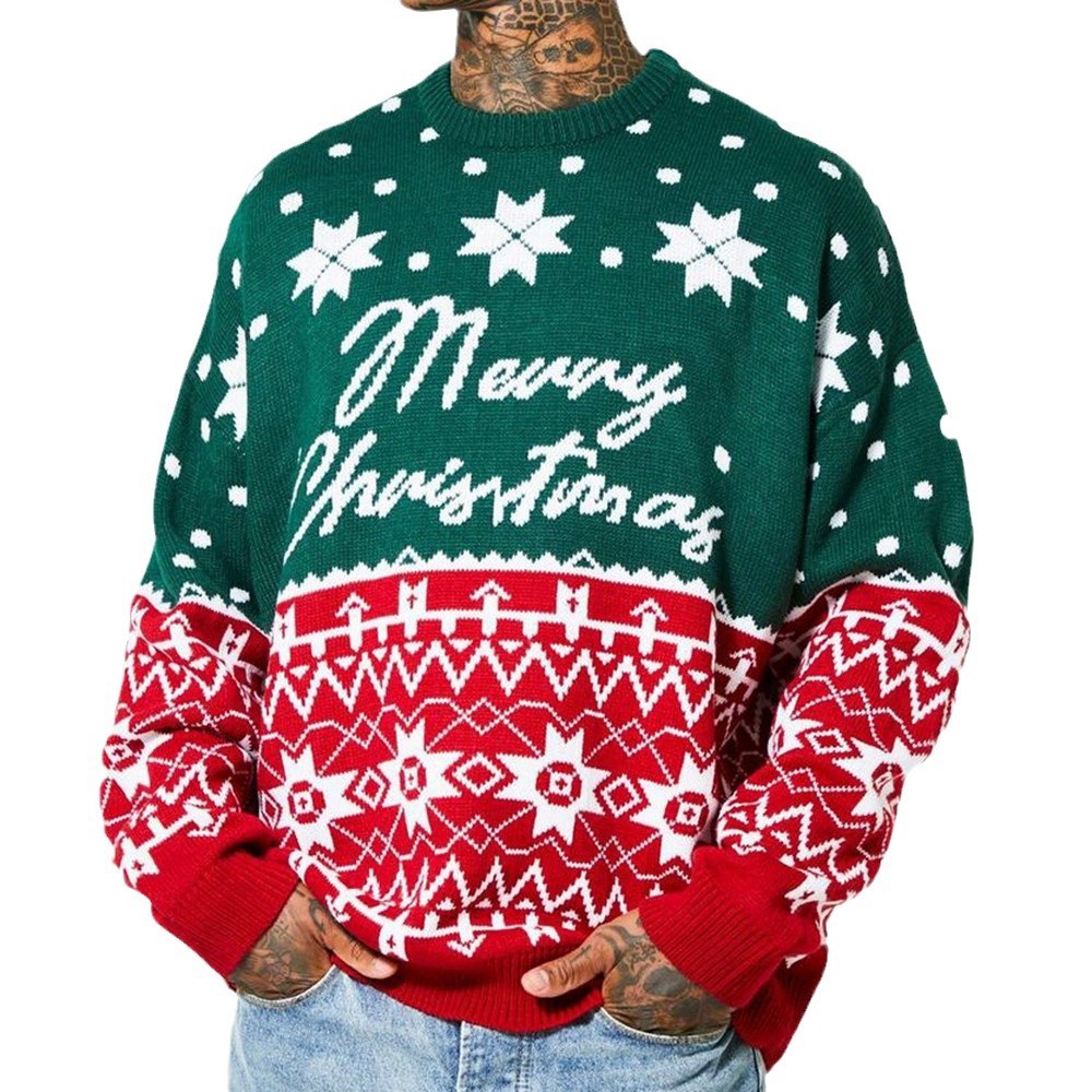 Posh Men's Knitted Loose Merry Christmas Sweater