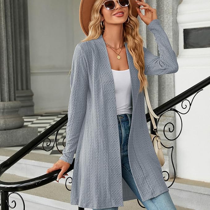 Women's Grey Long Sleeve Cardigan