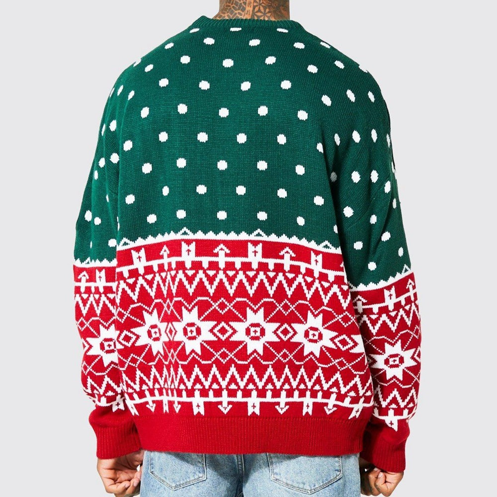 Posh Men's Knitted Loose Merry Christmas Sweater