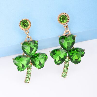 Rhinestone Lucky Clover Dangle Earrings – Elegant Women's Jewelry