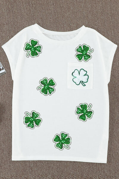 Sequin Lucky Clover T-Shirt – Perfect for Casual & Festive Wear