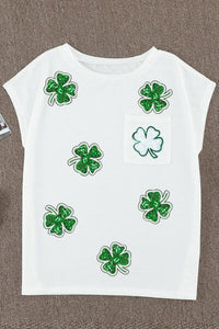 Sequin Lucky Clover T-Shirt – Perfect for Casual & Festive Wear